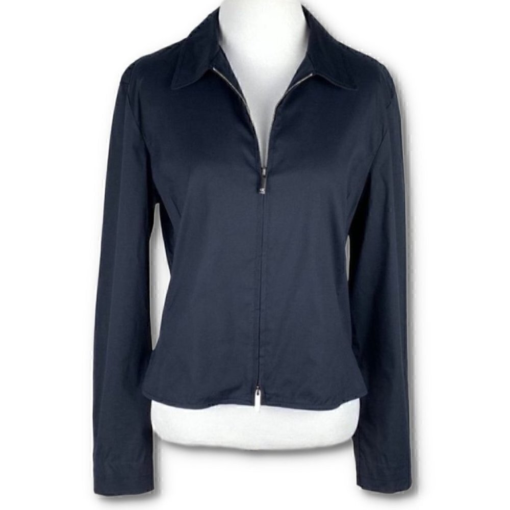 CK Calvin Klein womens light double zip down black Italian jacket Y2k 90s - Picture 12 of 12